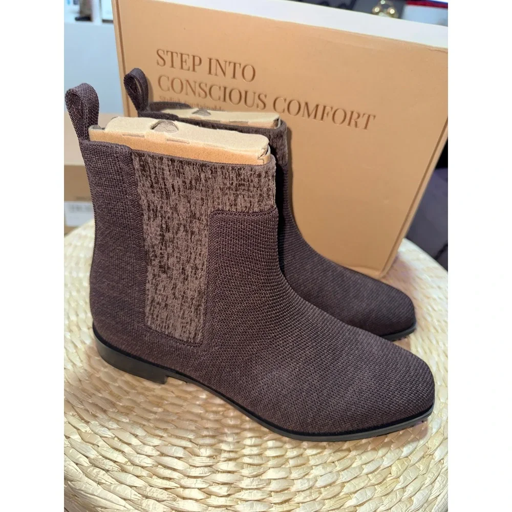 VIVAIA‎ Water-Repellent Square Toe Boots Dark Chocolate size EU/40 US/9